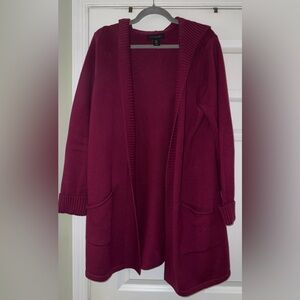 Tahari Open-Front Knit Cardigan - Burgundy